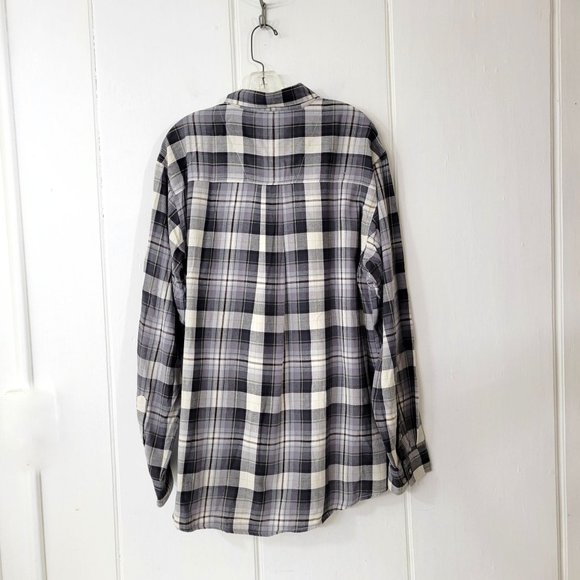 Wrangler Rugged Wear Gray Plaid Button Down Shirt - Picture 5 of 6